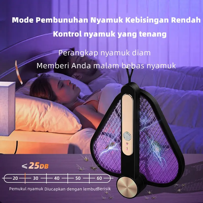 UPUPIN Raket Nyamuk Multifungsi Perangkap Nyamuk 2 in 1 dengan Lampu Gantung & Pemukul Nyamuk Listrik Baterai 2000mAh Portable dan Rechargeable 1
