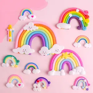 Cake Topper Awan Pelangi Bahan Clay Karet/Dekorasi Rainbow Cloud Clay