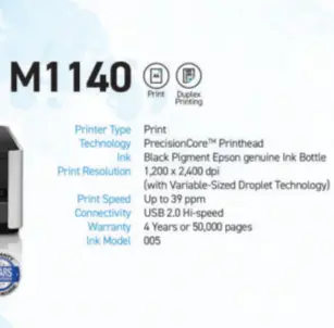 Epson EcoTank M1140 Monochrome Ink Tank Printer 6