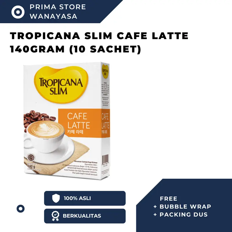 Tropicana Slim Cafe Latte 10 Sachet - Kopi Susu Tanpa Gula Pasir, Aman untuk Diabetesi & Diet Minuman 1
