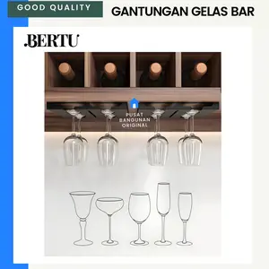 GANTUNGAN GELAS WINE MINI BAR RACK GLASS KITCHEN SET MINIBAR STAINLESS STEEL BLACK HITAM 2 3 4 BARIS