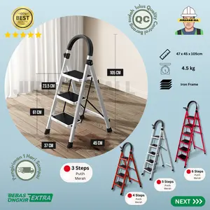 TANGGA LIPAT/TANGGA PORTABLE/TANGGA LIPAT BESI ALUMUNIUM-3 STEP PUTIH