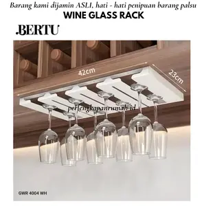 GANTUNGAN RAK GELAS WINE MINI BAR WHITE PUTIH PANTRY GLASS WINE HANGING RACK STAINLESS STEEL 4 5 6 BARIS ORIPRO GWR