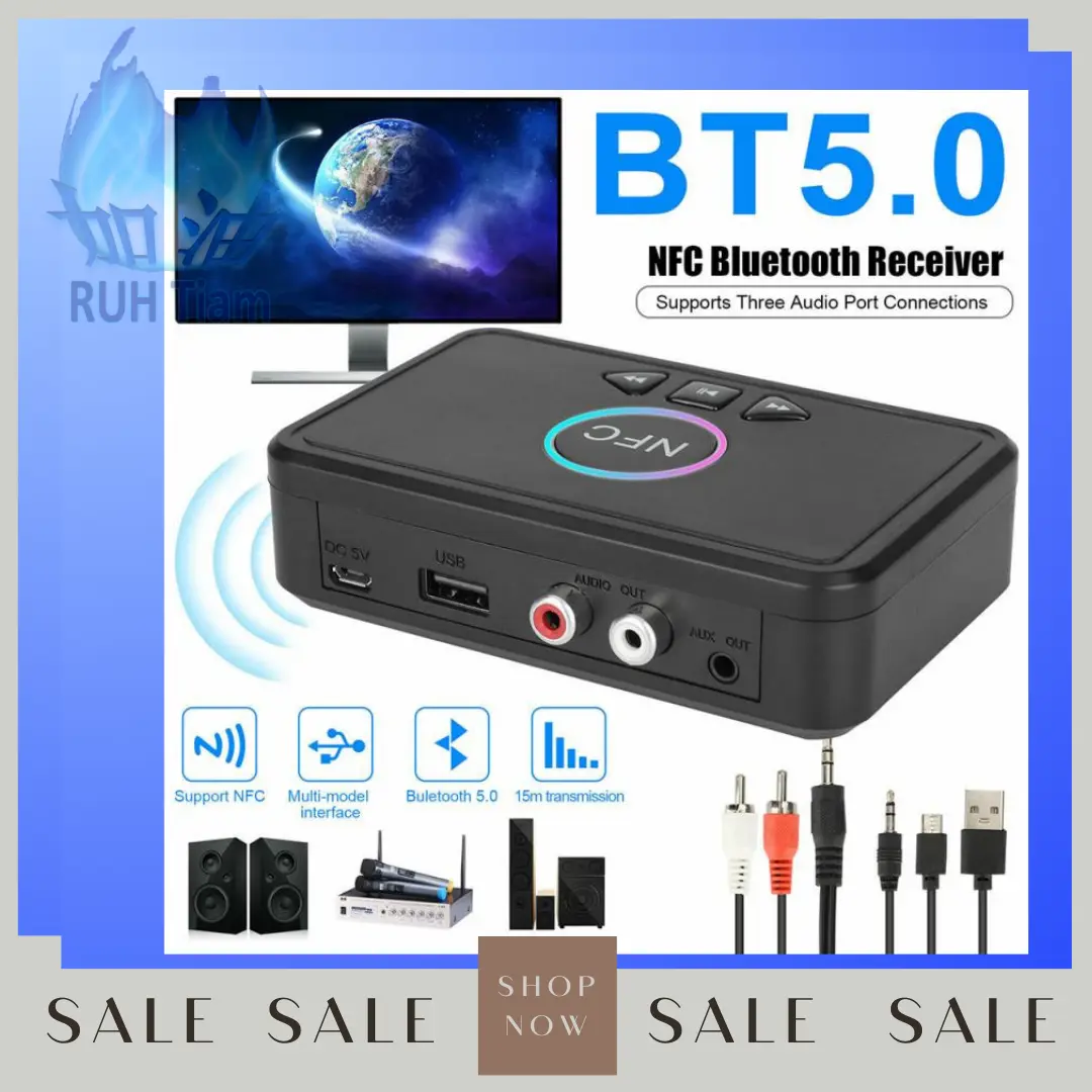 Audio Bluetooth 5.0 Receiver Adapter NFC RCA AUX
