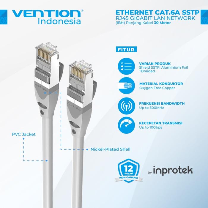 Gambar Vention 30M Kabel LAN Gigabit Ethernet RJ45 Cat6a SSTP S/FTP - IBH dari specialdealshop Kota Administrasi Jakarta Pusat Tokopedia