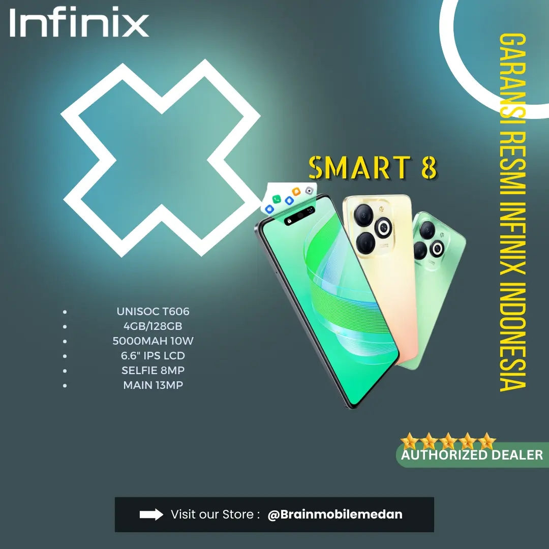 HANDPHONE INFINIX SMART 8 3GB/64GB 4GB/128GB