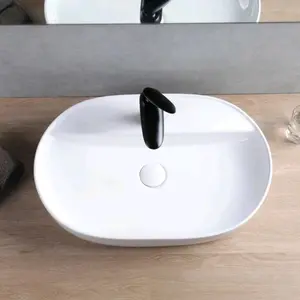 Classical Italiano wastafel kamar mandi meja Oval mewah super putih