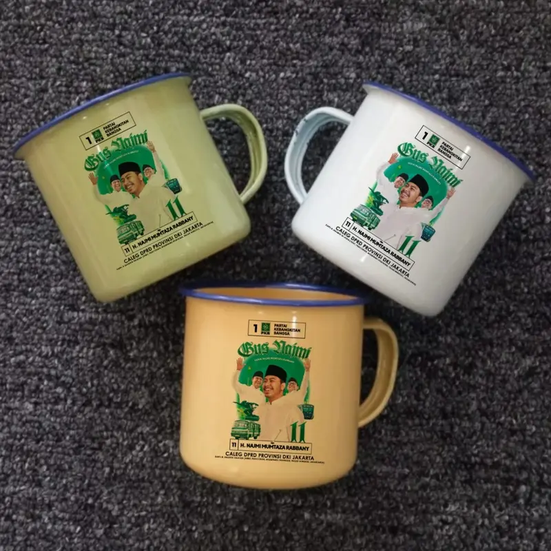 Gelas Cangkir Kaleng Enamel Souvenir Gelas Enamel Custom Desain Seng 3