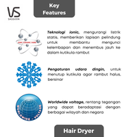 Gambar Vidal Sassoon Moistwrap Hair Dryer VSP-1200PIH dari Vidal Sassoon Official Jakarta Utara 4 Tokopedia
