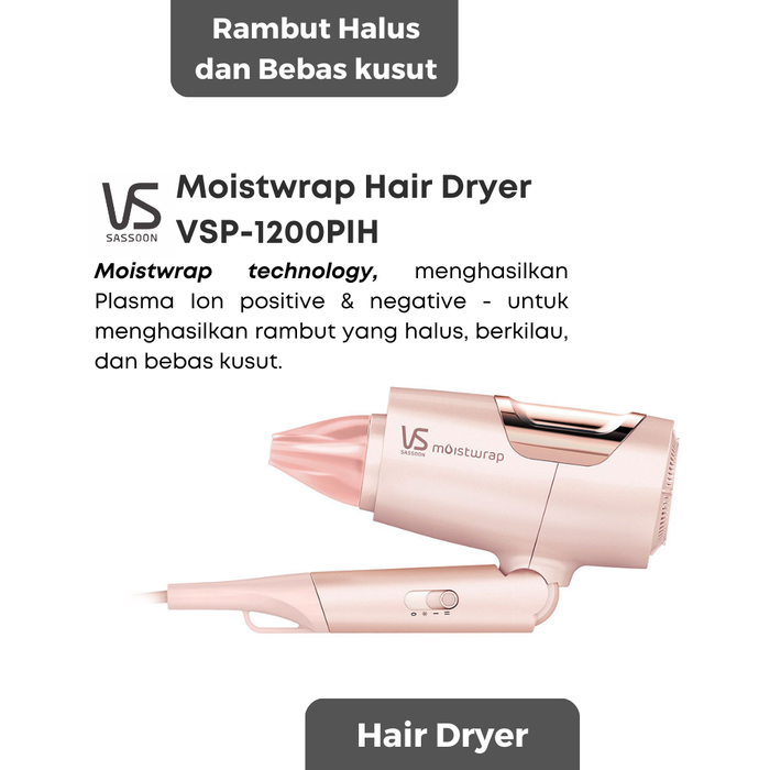 Gambar Vidal Sassoon Moistwrap Hair Dryer VSP-1200PIH dari Vidal Sassoon Official Jakarta Utara Tokopedia