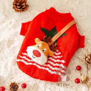 Petpaw Baju Anjing Kucing Natal Christmas Star Rudolph Sweater Knit