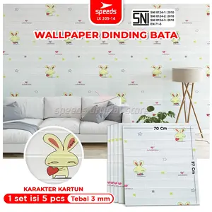 Perekat wallpaper 3d stiker putih bata busa dinding kamar tidur 205-1