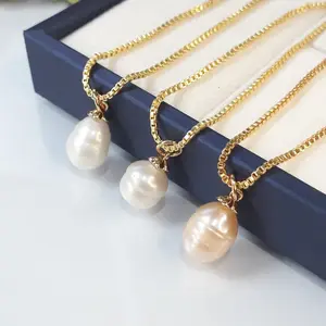 Kalung liontin simple mutiara air tawar bentuk oval | Mutiara Lombok