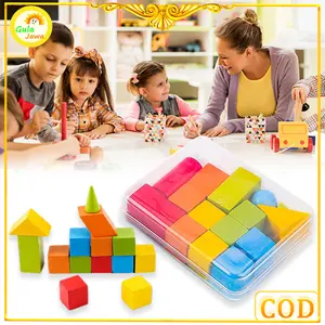 Mainan Edukasi Anak Balok Susun Kayu Aneka Bentuk Geometri Mainan