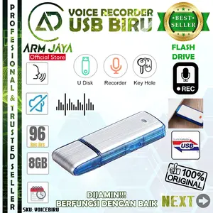 Perekam Suara USB Flashdrive Voice Recorder Flashdisk 8GB Blue Biru