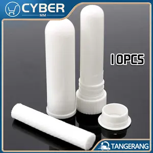 10PCS Tabung Inhaler Kosong Warna Putih Nasal Inhaler Dengan Bar Kapas