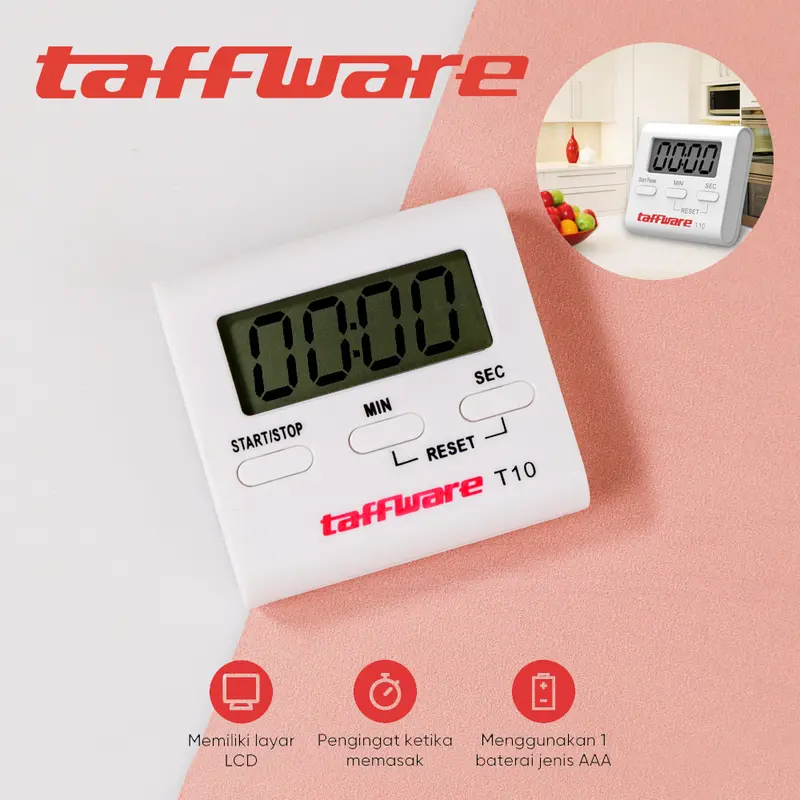 TAFFWARE Digital Kitchen Timer Masak Dapur Digital Alarm LED DIGITAL S 0