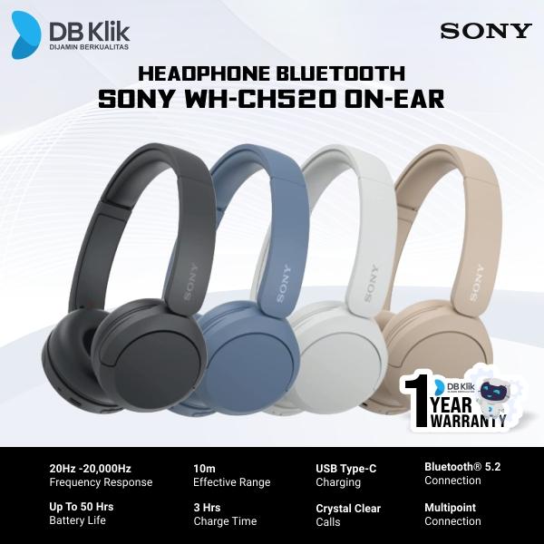 Gambar Headphone SONY WH-CH520 Bluetooth On Ear - Headset WH CH 520 - WHITE dari DBKlik Indonesia Kota Surabaya Tokopedia