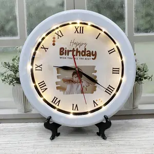 Ukuran diameter 22 cm Jam dinding / meja kaca foto logo instansi sekolah partai kantor gift hadiah kado souvenir custom cewek cowok ulang tahun pernikahan wisuda graduation valentine event KKN unik aesthetic