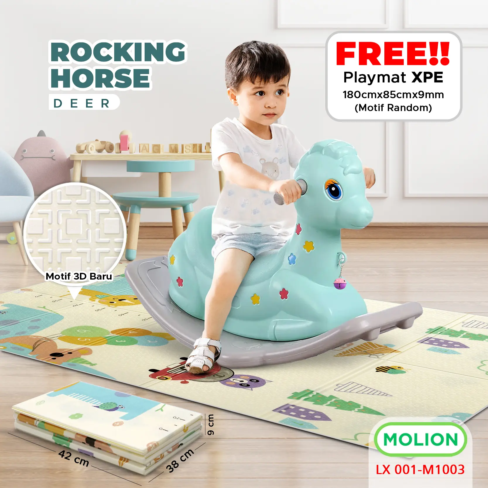 MOLION Rocking Horse Kuda Kudaan Anak Mainan Jungkat Jungkit 001-1003