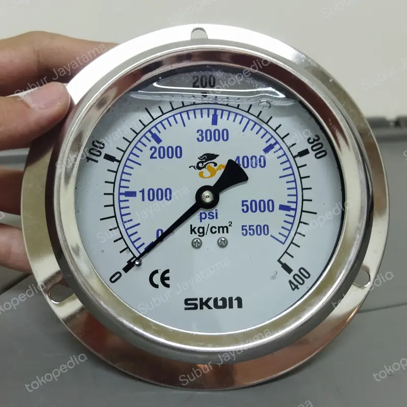 Pressure Gauge Payung Stainless SKON 4 " inchi 400 Bar / 5500 Psi 0