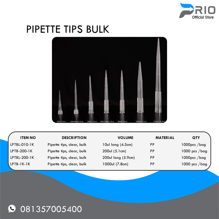 Tips Laboratorium Jual PRIO - Pipette Tips Clear Bulk Laboratorium - 10ul long - Kab ...