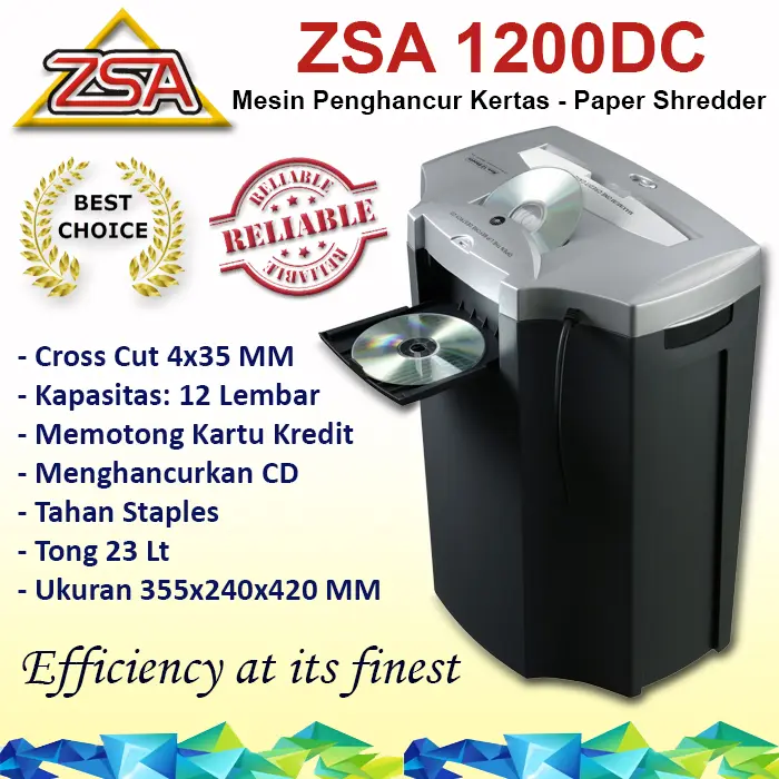 ZSA 1200DC Penghancur Kertas, Paper Shredder 12 Lembar, Official Store