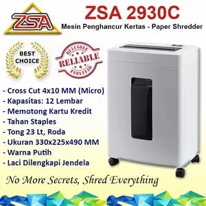 ZSA 2930C Penghancur Kertas, Paper Shredder 12 Lembar | Official Store