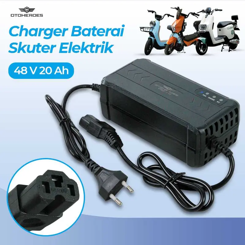 Adaptor Charger Adapter Cas Aki Baterai Sepeda Listrik Skuter 48V 20AH 4