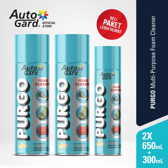 Gambar AutoGard Purgo Multipurpose Foam Cleaner 650 mL x2 + 300 mL 1pc dari AutoGard Kota Administrasi Jakarta Utara Tokopedia