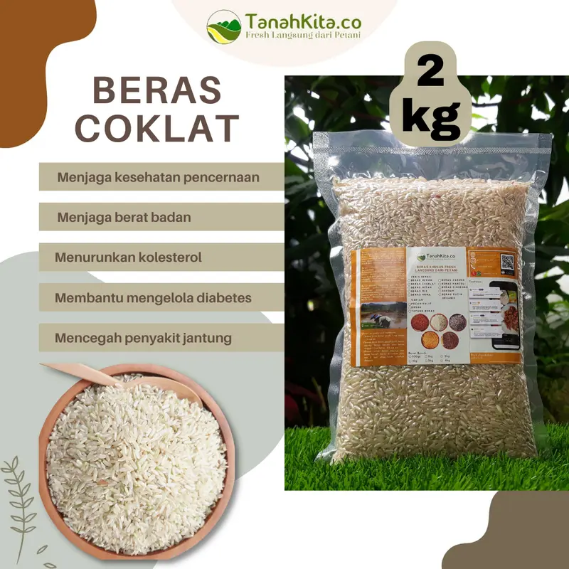 Beras Cokelat Kaya Serat FRESH langsung dari Petani (Vacuum 2kg) 1