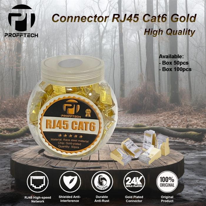 Gambar Rj 45, Konektor cat6 (ProffTech). Premium Quality. (BESI EMAS)- 100PCS - 50PCS dari ProffTech Indonesia Kota Administrasi Jakarta Pusat Tokopedia