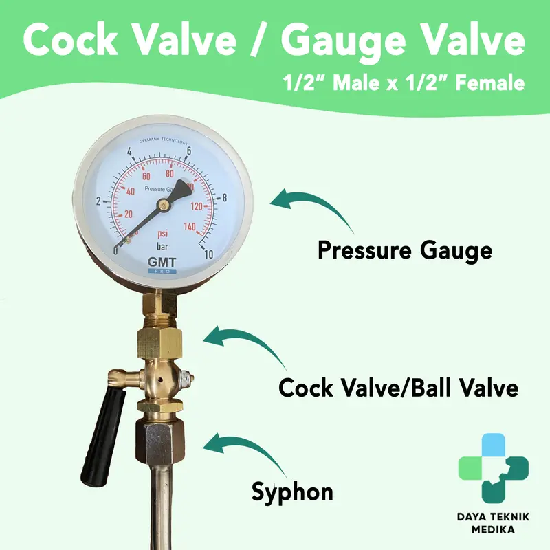 Pressure Gauge Cock Valve 1/2" - Test Valve 1