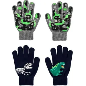 Dinosaur 2pack Gloves Size 8-14T