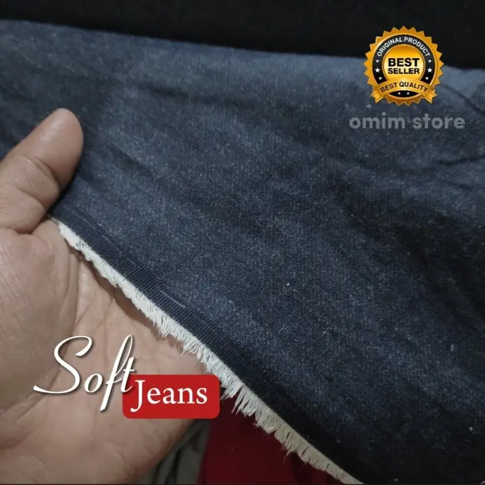 Kain Soft Jeans NAVY Grade A 5 Oz Lembut Nyaman untuk Baju Celana Santai Lebar 1.5m Harga per ½ m
