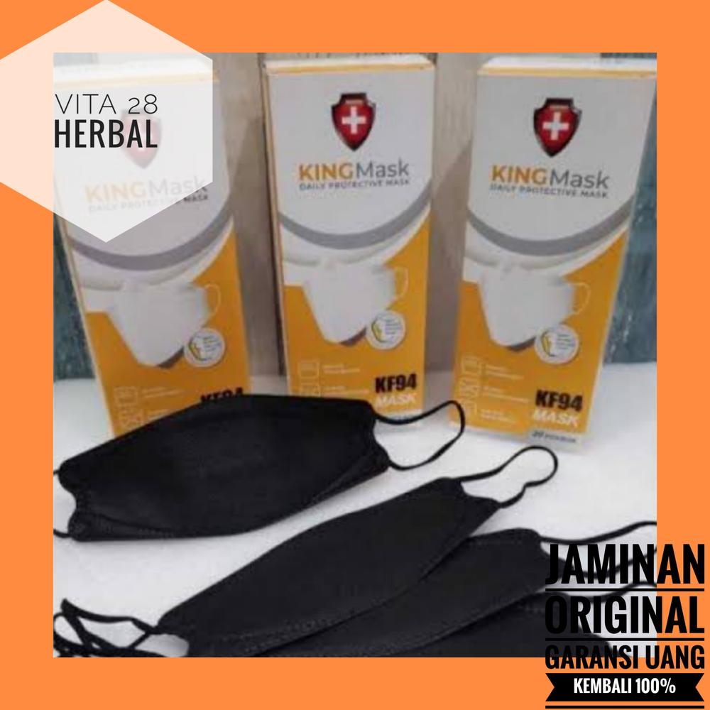 MASKER MEDIS BEDAH KARET EARLOOP KF94 KINGMASK 1 BOX ISI 20 PCS HITAM