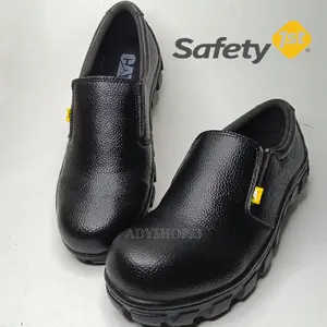 Sepatu Safety Slip On Septi Pria Ujung besi Septy Slop Selop Kerja Shoes Boots Hitam