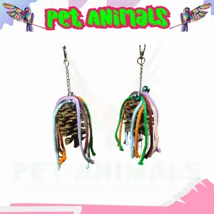 mainan gigitan buah pinus tali rumbai lonceng bel aktif