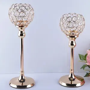 Candle Holders Crystal Glass - Gold 30cm