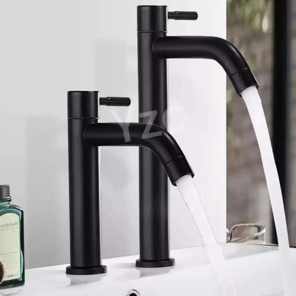 SUS304 Kran Air Wastafel hitam 20cm / 30cm stainless Keran sink Cuci