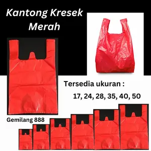 Kantong Kresek Merah Tebal UK 17-24-28-35-40-50, Plastik kresek merah