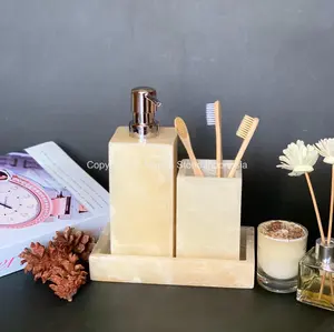 Bath Set Marble Dispenser Soap Onyx | Bathroom Set Onyx