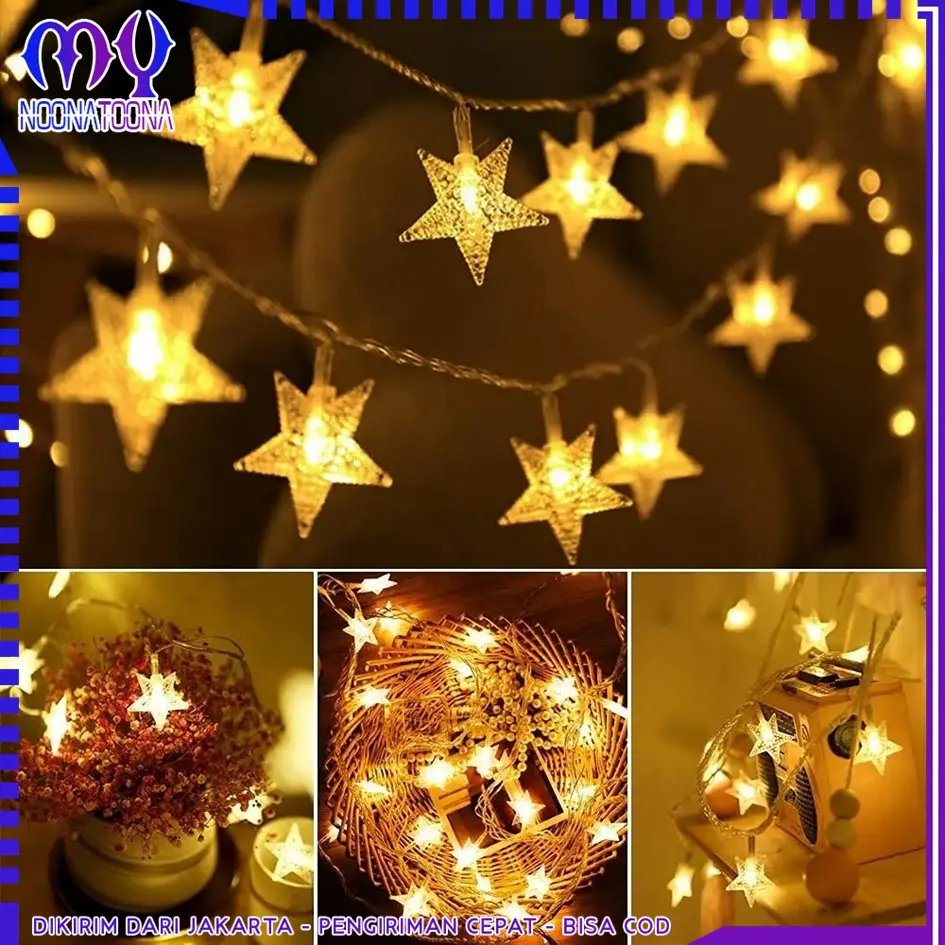 Lampu Tumblr Natal Bentuk Bintang 8 Meter 42 Led Lampu Hias Natal