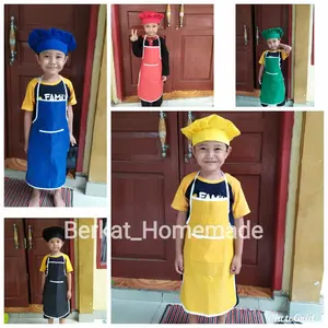 Celemek Anak set plus Topi Koki bahan drill