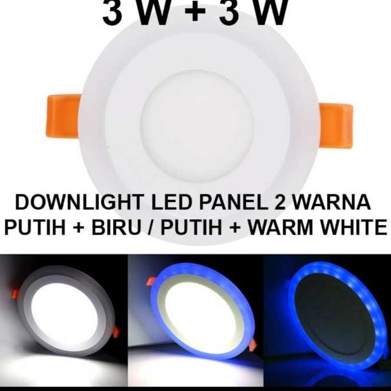 LAMPU DOWNLIGHT LED PEX PANEL 2 WARNA 3+3 WATT BULAT TENGAH PUTIH ...