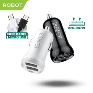 CAR CHARGER DUAL PORT ROBOT RT-C07 2,4A  ORIGINAL #FREEKABELMICROUSB