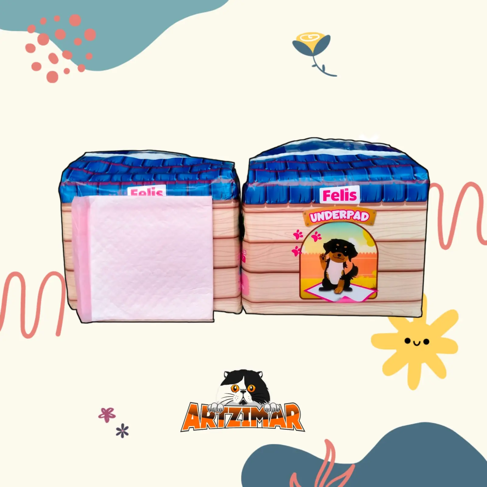 UNDERPAD Felis Ukuran 33x45cm 1 PACK isi 50pcs Alas Pipis Pup Kucing