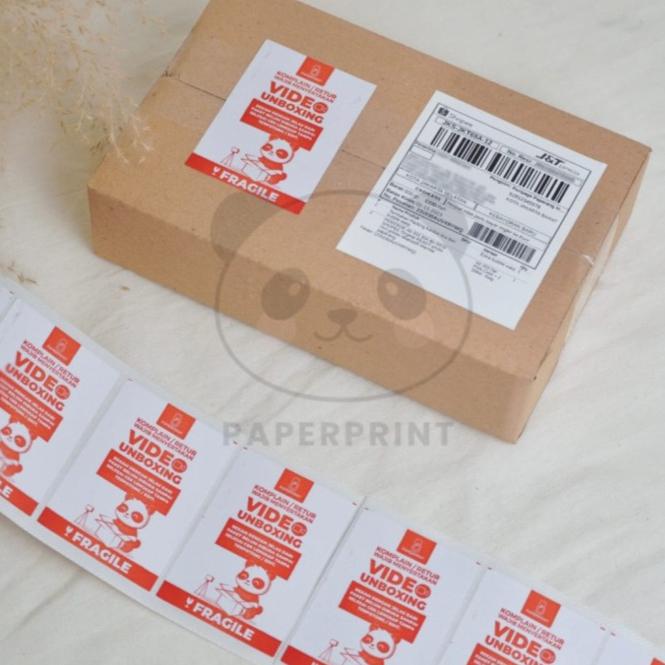 STICKER FRAGILE UNBOXING PANDA Horizontal Landscape Unboxing paket 2
