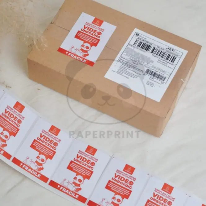 STICKER FRAGILE UNBOXING PANDA Horizontal Landscape Unboxing paket 2