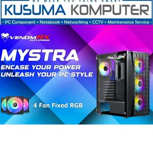 Casing Venomrx MYSTRA Free 4 Fan RGB PC Gaming Case